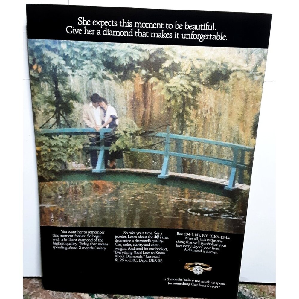 1986 Diamond Engagement Ring Vintage Jewelry Advertising Print Ad Bridal